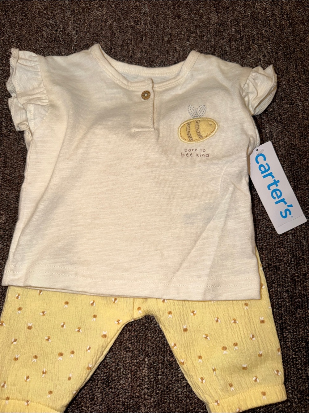 Carter's Cream and Yellow Bee Two-Piece Set